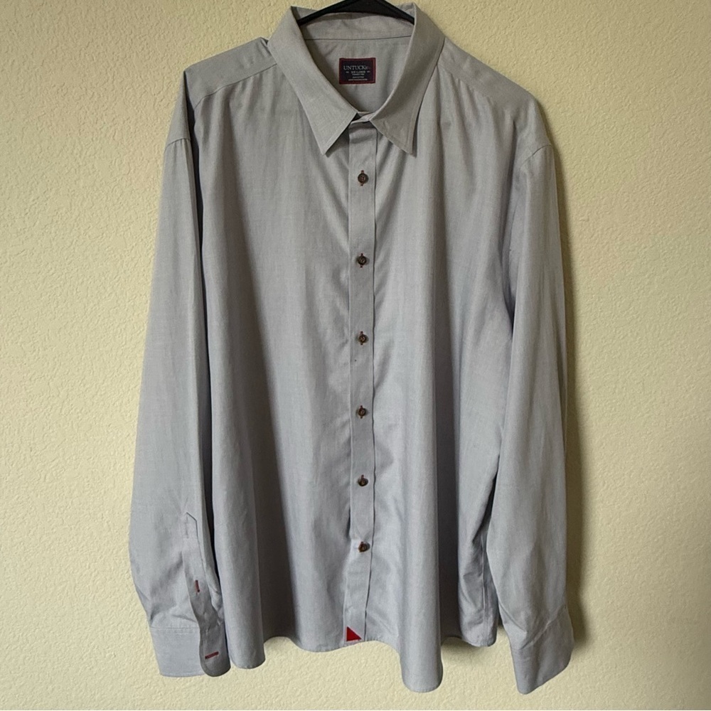 UNTUCKit Shirt Mens XXL Gray Long Sleeve Button Up Wrinkle Free Rubican WF